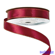  Szatén szalag arany szegéllyel 16mm x 20m - Bordó szalag, masni