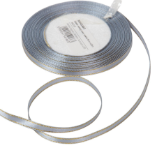  Szatén szalag ezüst arany széllel 6mmx25m dekorációs kellék