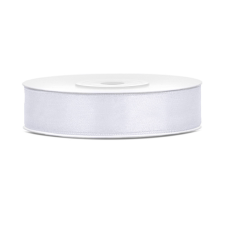  Szatén szalag, fehér, 12mm/25m (1 db. / 25 lm) dekorációs kellék