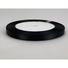 Szatén szalag, fekete - 6mm x 22m/tekercs rövidáru