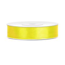  Szaténszalag, sárga, 12mm/25m (1 db / 25 lm) dekorációs kellék