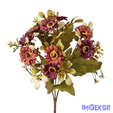  Százszorszép 5 ágú selyemvirág csokor 31cm - Bordó dekorációs kellék