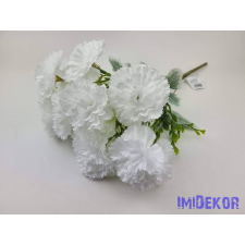  Szegfű 7 ágú 14 fejes selyem csokor 46cm - Fehér dekorációs kellék