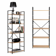 Széles modern LOFT fa könyvespolc 5 polccal ModernHome bútor