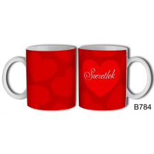  Szerelmes bögre, piros alapon piros szívek ajándéktárgy