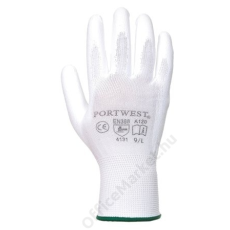 . Szerelőkesztyű, tenyéren mártott, 9-es méret, fehér (MED062)