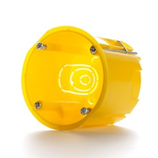 Szerelvénydoboz gipszkartonba süllyeszthető 1-es (68x66mm) mélyített, sárga kábel és adapter