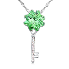 Szerencsehozó kulcs- zöld- Swarovski kristályos nyaklánc nyaklánc