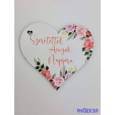  Szeretettel anyák napjára virágos tábla 7x7,7cm - szív dekorációs kellék