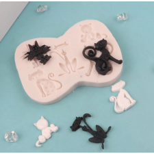 Szilikon fondant és marcipán mintázó-macskák, cicák 6x8,5cm sütés és főzés