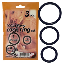  Szilikon péniszgyűrű trió - fekete péniszgyűrű