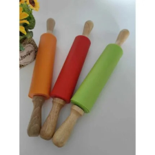  Szilikon sodrófa,nyújtófa fa nyéllel 37 cm sütés és főzés