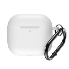 Szilikon Tok Airpods 4 Használathoz Fehér Karabiner Tokborítással fülhallgató, fejhallgató tok