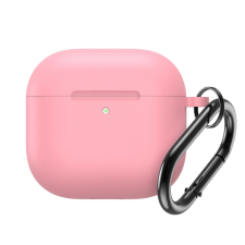 Szilikon Tok Airpods 4 Tokhoz, Karabiner Rózsaszín Borítással fülhallgató, fejhallgató tok