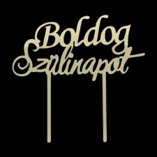 Sziluett tortadekoráció - Boldog szülinapot – Arany party kellék