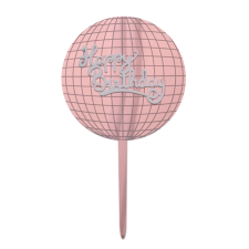  Sziluett tortadekoráció – Happy Birthday felirattal – Disco gömb – Rose Gold party kellék