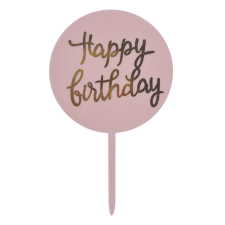  Sziluett tortadekoráció, torta beszúró – Happy Birthday – Rózsaszín party kellék