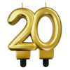 SZÍNES Arany 20-as Gold tortagyertya, számgyertya