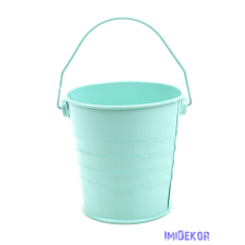  Színes bádog füles vödör 10cm - Menta dekorációs kellék