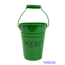  Színes bádog vödör 10 cm magas BUCKET - Zöld dekorációs kellék