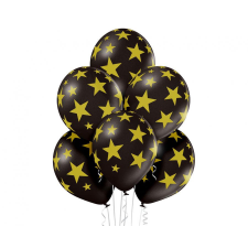 SZÍNES Black Star, Csillagos léggömb, lufi szett 6 db-os 30 cm (12 inch) party kellék
