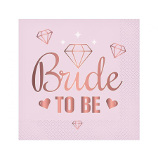 SZÍNES Bride To Be Pink szalvéta 20 db-os 33x33 cm party kellék
