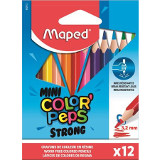  Színes ceruza készlet, háromszögletű, MAPED &quot;Mini Color&#039;Peps Strong&quot;, 12 különböző szín színes ceruza