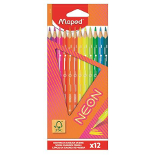  Színes ceruza készlet, háromszögletű, MAPED &quot;Neon&quot;, 12 különböző szín színes ceruza