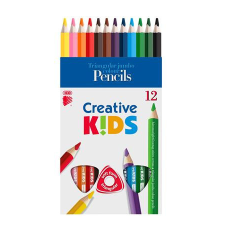  Színes ceruza készlet, háromszögletű, vastag, ICO &quot;Creative kids&quot;, 12 különböző szín színes ceruza