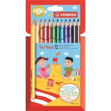  Színes ceruza készlet, háromszögletű, vastag, STABILO &quot;Trio thick&quot;, 12 különböző szín színes ceruza