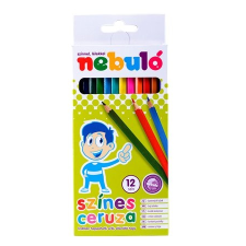  Színes ceruza készlet, hatszögletű, NEBULO, 12 különböző szín színes ceruza
