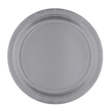 SZÍNES Ezüst Silver papírtányér 8 db-os 23 cm party kellék
