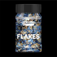  Színes fólia pehely min. 1 g, kék - arany dekorációs kellék