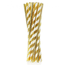 SZÍNES Gold Mix, Arany papír szívószál 24 db-os party kellék