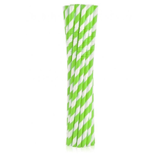 SZÍNES Green Stripes, Zöld rugalmas papír szívószál 12 db-os party kellék