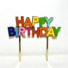 Színes happy birthday beszúró, torta dísz sütés és főzés