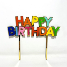 Színes happy birthday beszúró, torta dísz sütés és főzés
