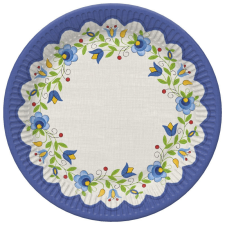 SZÍNES Hímzés Folk papírtányér 8 db-os 18 cm party kellék