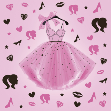SZÍNES Lányos Party Dress szalvéta 20 db-os 33x33 cm party kellék