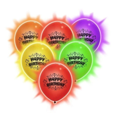 Színes LED léggömbök, Illooms Boldog születésnapot, 38cm, 5db, 5buc, Giochi Preziosi party kellék
