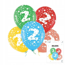 SZÍNES LÉGGÖMBÖKBŐL ÁLLÓ KÉSZLET A 2-ES SZÁMMAL EGY SZÜLETÉSNAPI PARTIRA party kellék