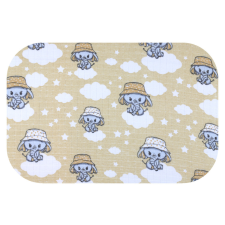  Színes mintás textil pelenka 70x80 cm- Bézs elefánt kalapban mosható pelenka