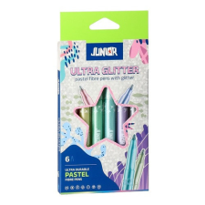  Színes rostirón Junior Ultra Glitter csillogó pasztell, 6 darabos filctoll, marker
