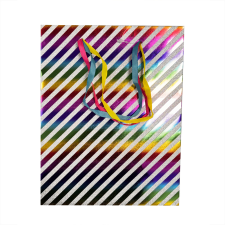 Színes Striped csillámos papír ajándéktasak 18x10x23 cm ajándéktasak