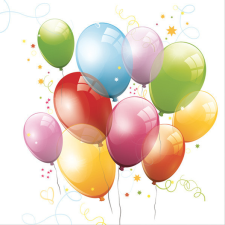 SZÍNES Színes lufis Balloons szalvéta 20 db-os 33x33 cm party kellék