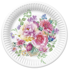 SZÍNES Virág Arrangement papírtányér 8 db-os 18 cm party kellék