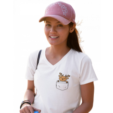  Színes zseb állat - Női V-Nyakú Póló