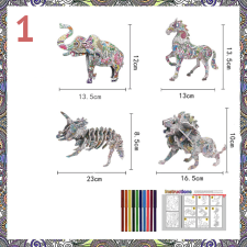 Színezhető 3D puzzle, elefánt puzzle, kirakós