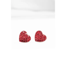 Szív Alakú Piros Swarovski® Kristályokkal Kirakott S925 Ezüst Fülbevaló - 10 mm fülbevaló