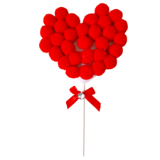  Szív alakú tortabeszúró, piros textil golyókkal, 22.5 cm sütés és főzés